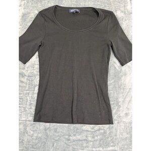 Jones New York Womens Small Black Short Sleeve Scoop Neck Tee